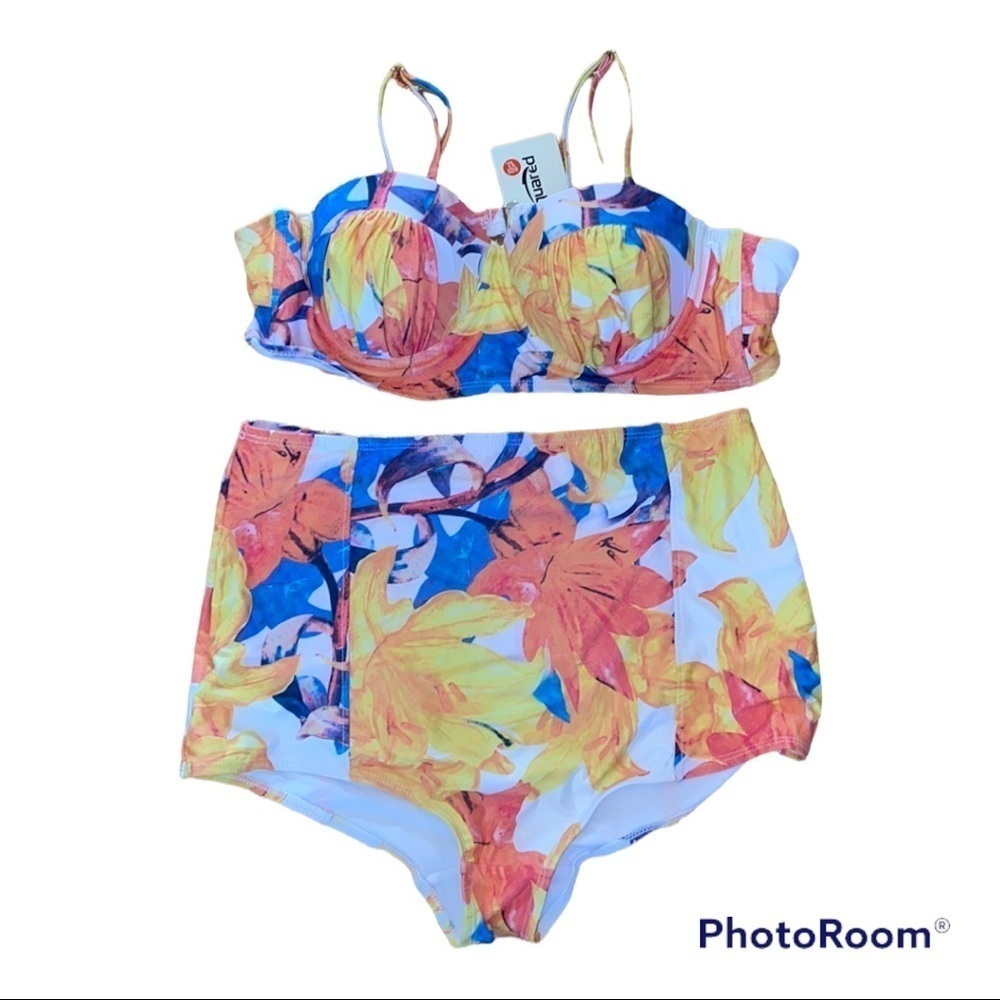 Misquared Tropical Bikini  Full Figure Bottom XL High Waist Bikini